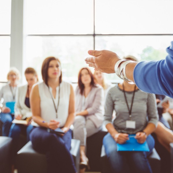 The person teaching in meeting