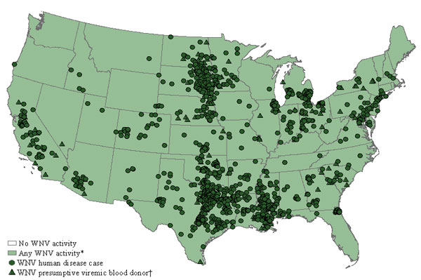 West Nile Virus Map United States 2012 resized 600