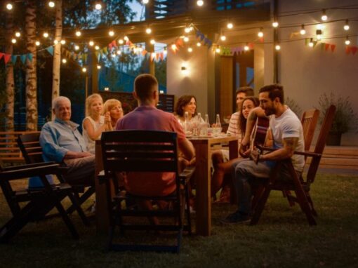 sitting outside with friends and family Get Your Yard Ready for Mosquito Season